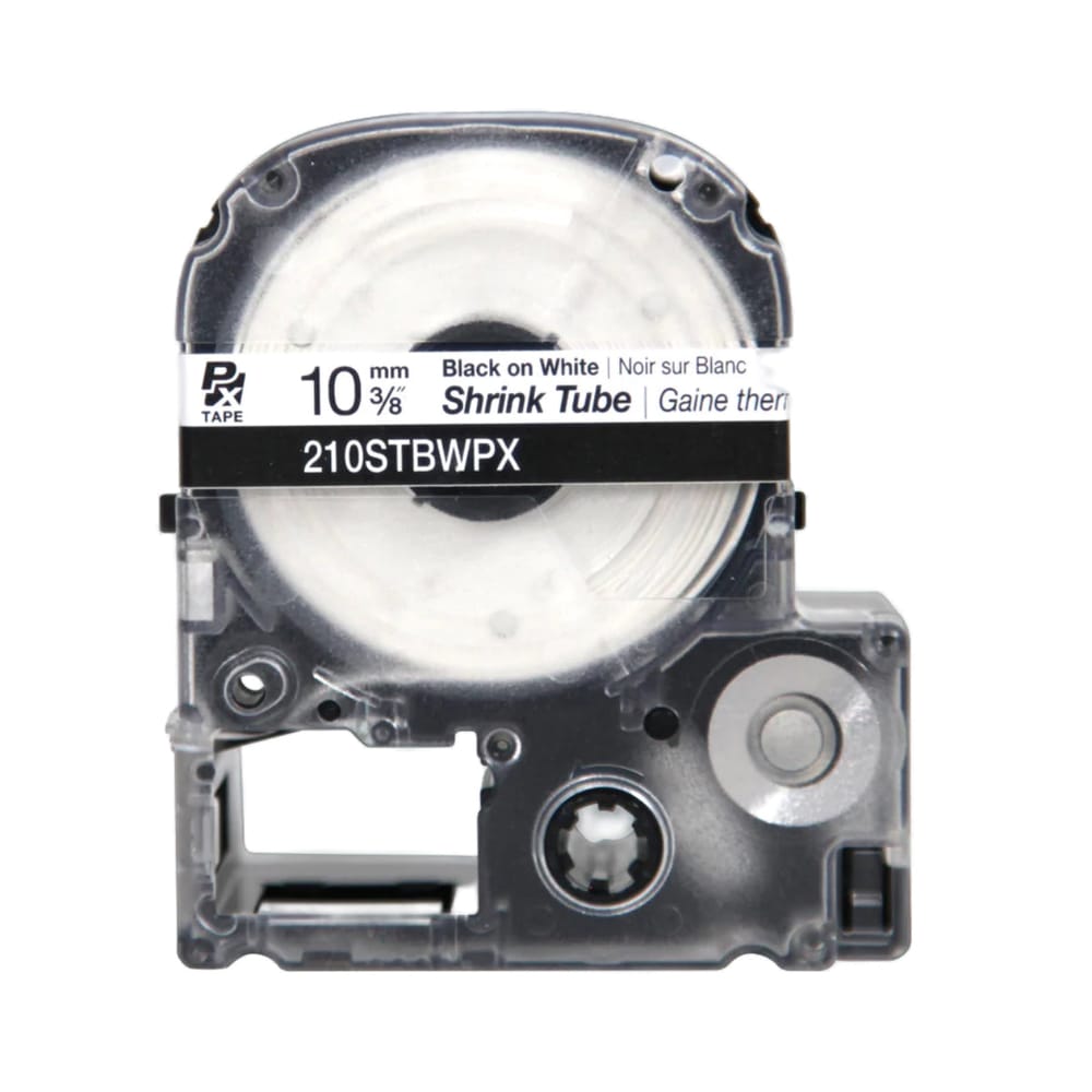 K-Sun LABELWORKS 10mm 210STBW Shrink Tube Tape, Black on White