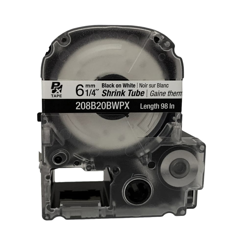 Epson LABELWORKS PX 6mm 208B20BWPX Shrink Tube, Black on White