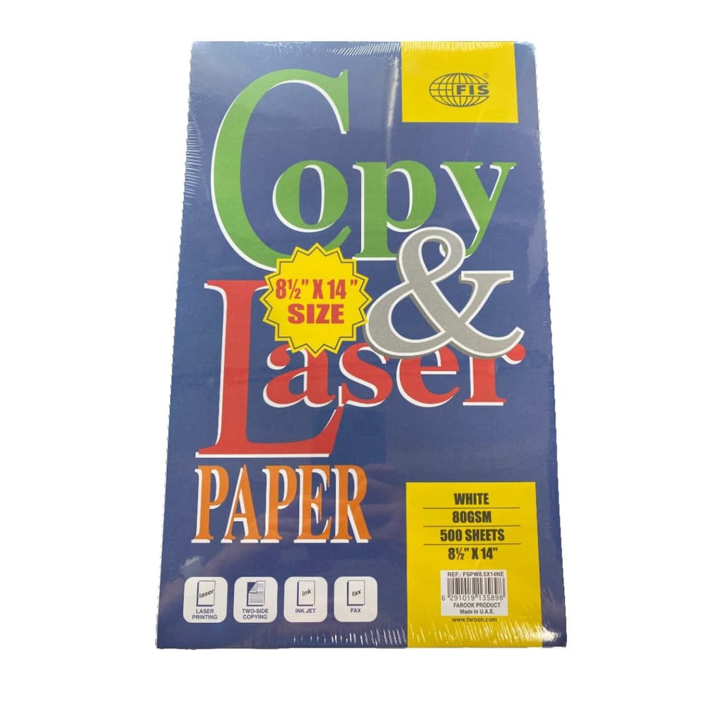 FIS Paper US legal, 216×356mm, 8.5x14 inches, 80gsm, 500sheets/pack, White