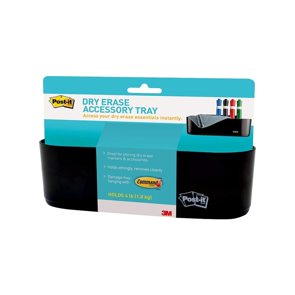 3M Post-it Dry Erase Surface Magic-Chart Accessory Tray, Black - 3M