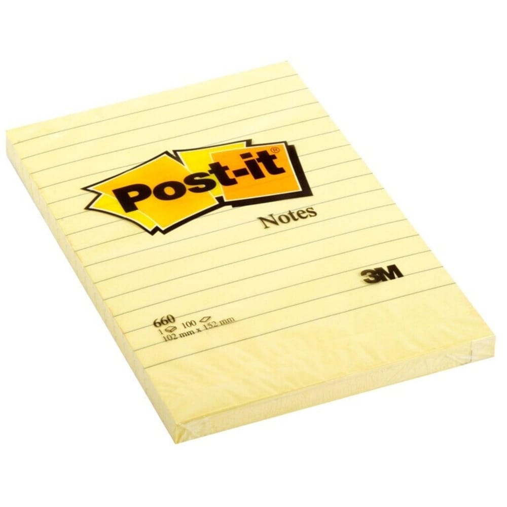 3M Post-it Notes 660, 4x6 inches, Lined Canary Yellow - 3M