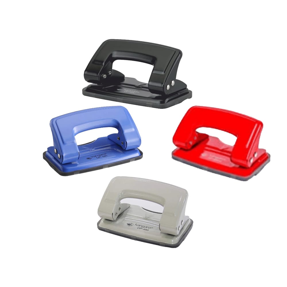 Kangaro 2 Hole Puncher DP-480, 12 Sheets Capacity, Assorted Colors