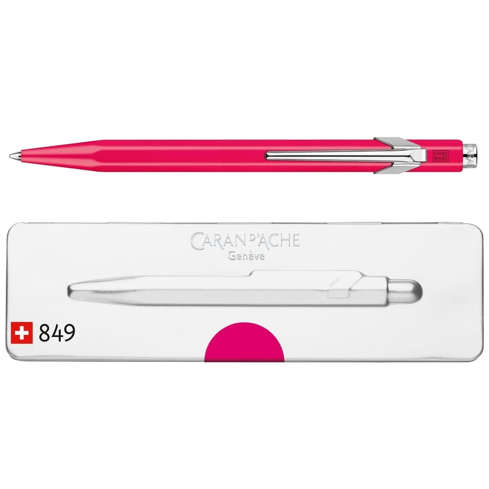 CARAN d'ACHE 849 Ballpoint Pen with Box, 0.25mm, Fluo Pink