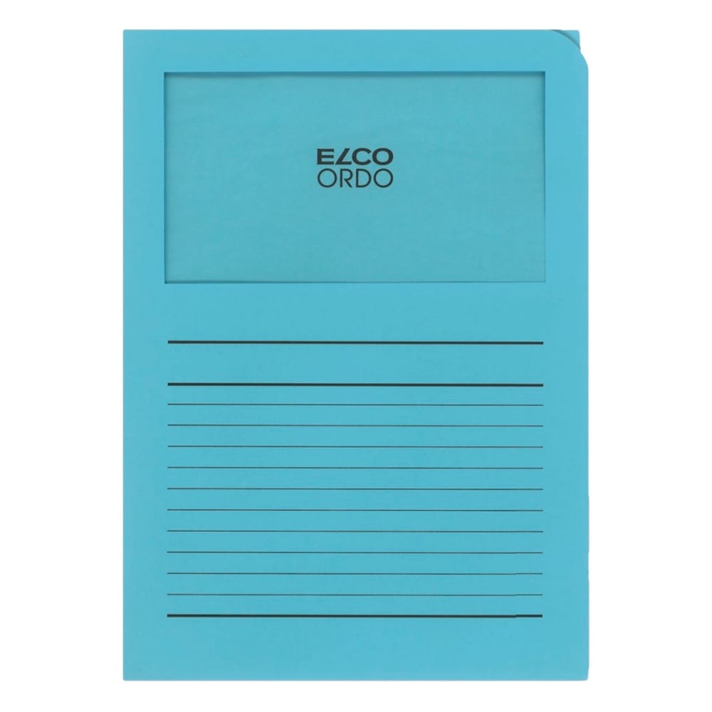 Elco Ordo Classico, L Paper Folder with Window, 5/pack, Blue
