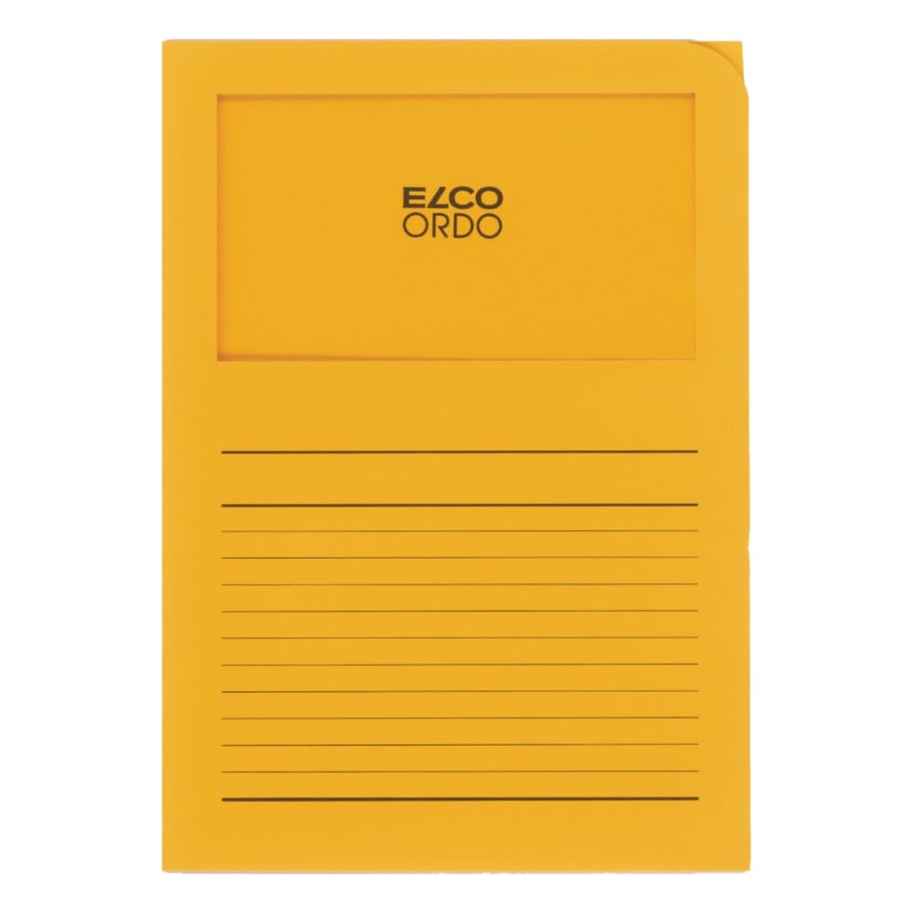 Elco Ordo Classico, L Paper Folder with Window, 5/pack, Yellow