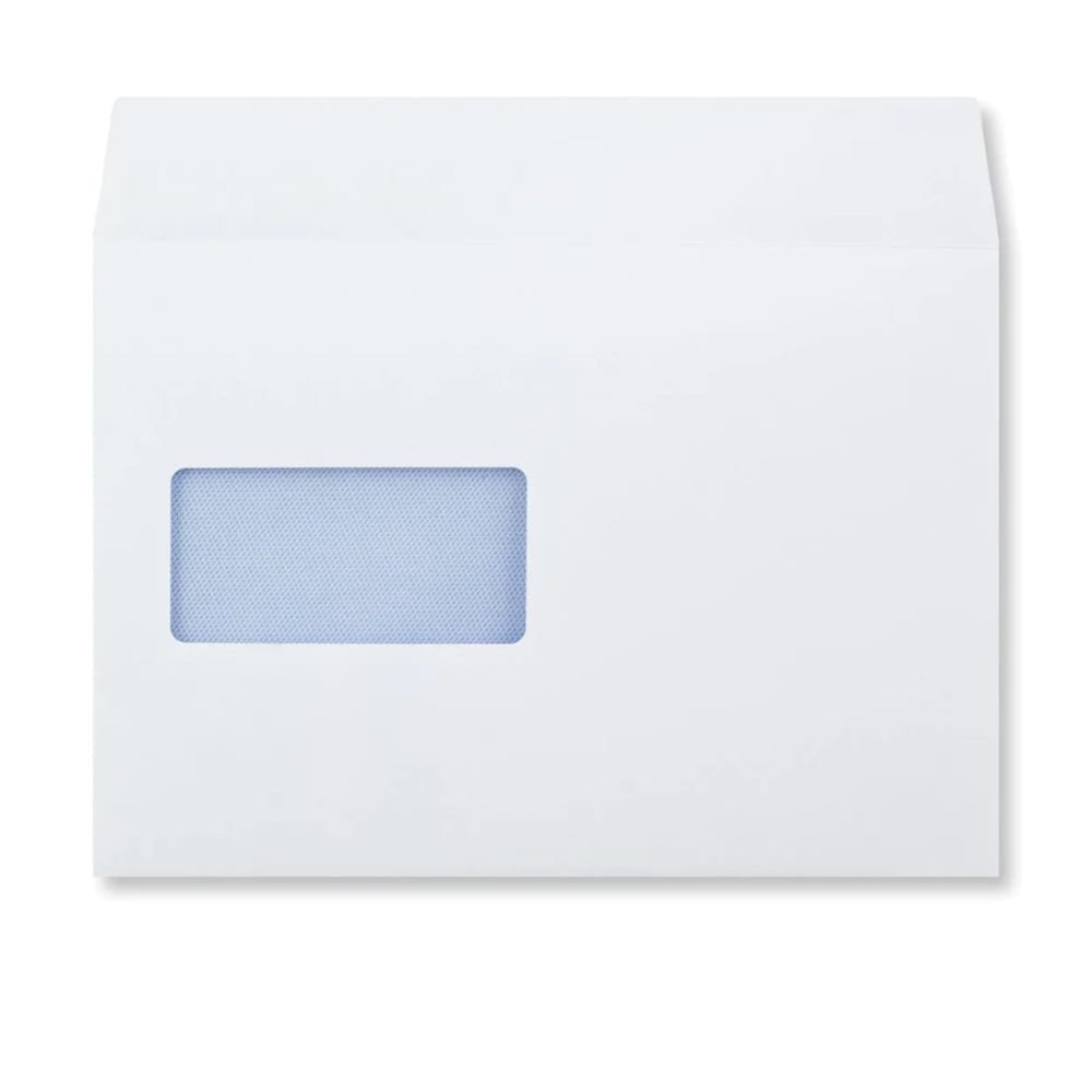 Hispapel Envelope 162 x 229 mm, 6 x 9 inches, C5 with window, 90gsm, White
